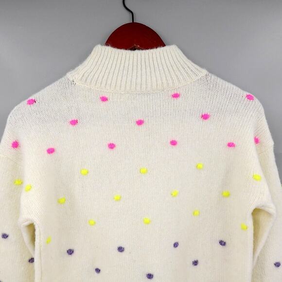 Loft Bobble Sweater Womens XXS Cream Gradient Polka Dot Knit Mock Neck 80s Retro - Picture 6 of 16